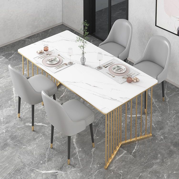 Glam Iron Dining Table Set 1/2/5/7 Pieces Dinette Set with Rectangle Sintered Stone Top Clearhalo 'Dining Room Sets' 'Dining Tables & Seating' 'dining_room_set' 'furn' 'furn_dining_room_set' 'Furniture' 'Kitchen & Dining Furniture' 1200x1200_21de26ca-f14f-4e3c-bbd1-bbd293be1e04