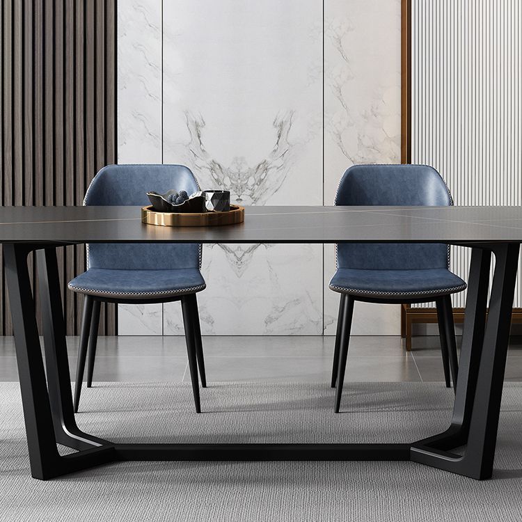 Industrial Style Dining Site Table Rectangle Stone Table with Trestle Base Clearhalo ' dining_table' 'Dining Tables & Seating' 'Dining Tables' 'furn' 'furn_dining_table' 'Furniture' 'furniture_dining_table' 'Kitchen & Dining Furniture' 'kitchen&dining_furn' 'kitchen' 'kitchen_dining_table' 1200x1200_21de6bfa-ea91-46e7-ad3a-c770cfe874da