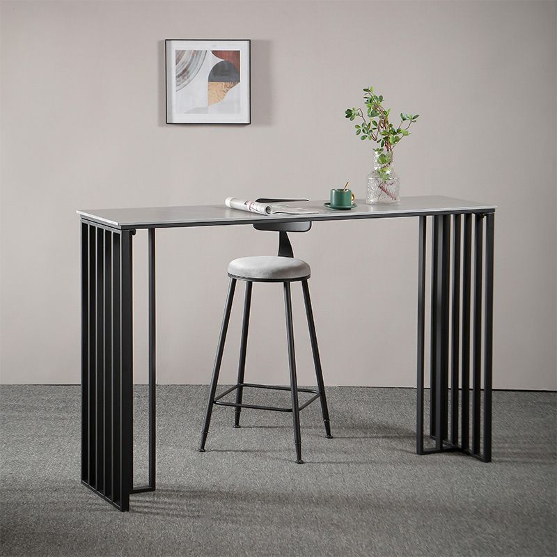 Modern Marble Table with Rectangle Table Top Black Sled Table - 42" H Clearhalo 'Bar Furniture' 'Bar Tables' 'bar_tables' 'furn' 'furn_bar_tables' 'Furniture' 'furniture_bar_tables' 'Kitchen & Dining Furniture' 1200x1200_21e08123-56de-48ce-a39c-a6adbfb93239