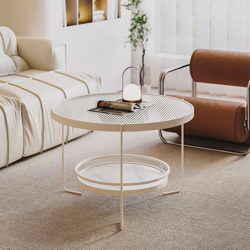 Minimalism Glass Top Coffee Table Round Metal Frame Cocktail Table Clearhalo 'Coffee & Accent Tables' 'Coffee Tables' 'coffee_tables' 'furn' 'furn_coffee_tables' 'Furniture' 'Living Room Furniture' 1200x1200_21e09463-be12-428c-a7fa-6074322115cc