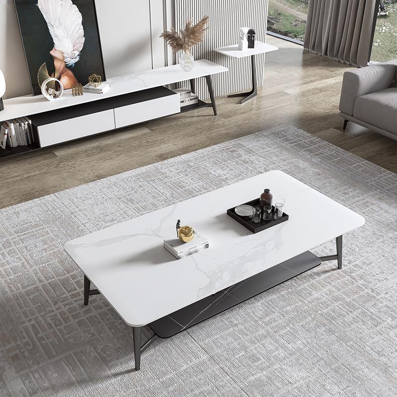 Moderno Style Stone TV Stand de TV en blanco y negro Gabinete de televisión de almacenamiento