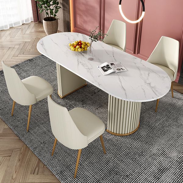 Sintered Stone Luxury Dining Table Traditional Oval Dining Table with Double Pedestal Base Clearhalo ' dining_table' 'Dining Tables & Seating' 'Dining Tables' 'furn' 'furn_dining_table' 'Furniture' 'furniture_dining_table' 'Kitchen & Dining Furniture' 'kitchen&dining_furn' 'kitchen' 'kitchen_dining_table' 1200x1200_21e1328c-e71f-40a0-83dd-6966a3b7ec19
