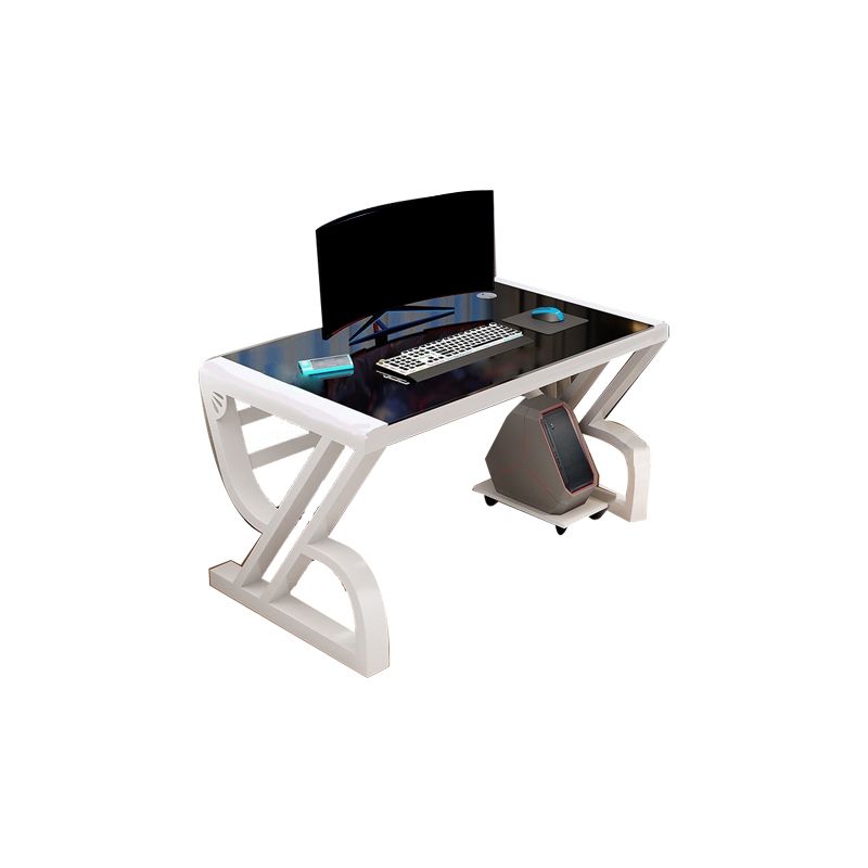 Glass Rectangular Gaming Desk Cable Management Computer Desk