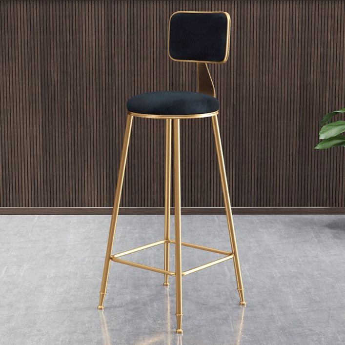 Glam Armless Backrest Counter Stool Steel Cashier Bar Stool with Flannel Cushion and Pedal Clearhalo 'Bar Furniture' 'Bar Stools' 'bar_stools' 'furn' 'furn_bar_stools' 'Furniture' 'furniture_bar_stools' 'Kitchen & Dining Furniture' 1200x1200_21e268f5-ecaf-4015-aaaf-e88f71fbd5ac