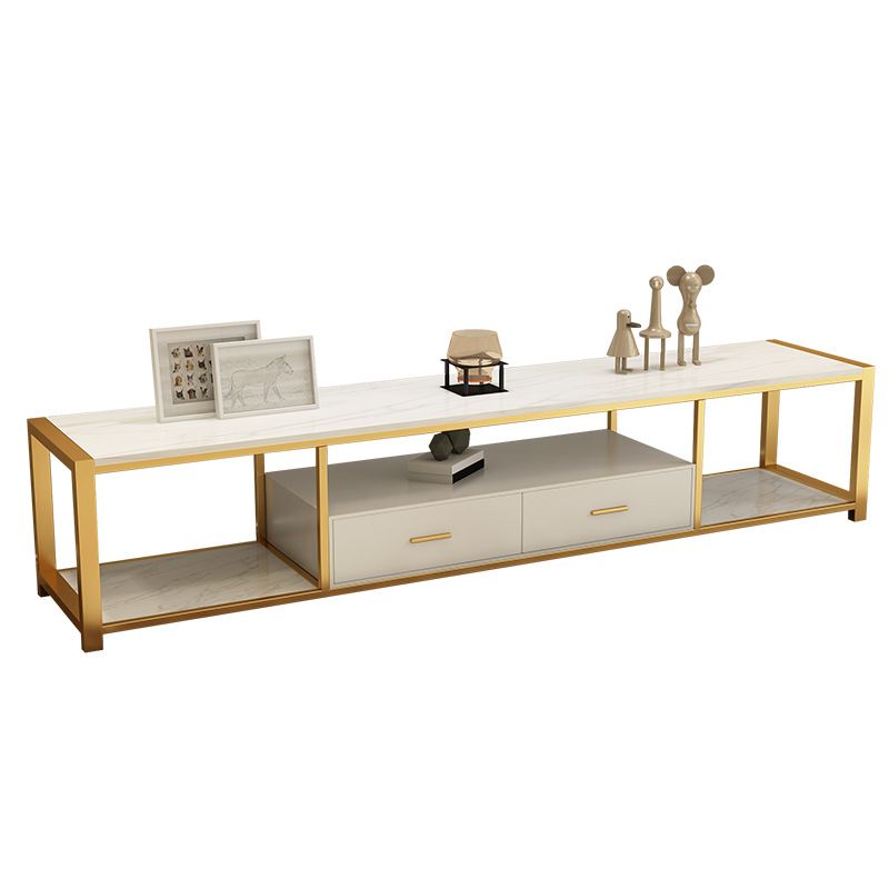 Console multimédia Glam, meuble TV à rangement ouvert, pour salon