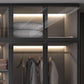 Black Manufactured Wood Cabinet with Glass Doors Modern Storage Cabinet Clearhalo 'Armoires & Wardrobes' 'armoires_wardrobes' 'Bedroom Furniture' 'furn' 'furn_armoires_wardrobes' 'Furniture' 1200x1200_21e5d4eb-0c14-4d50-92fa-17f853b06dfb