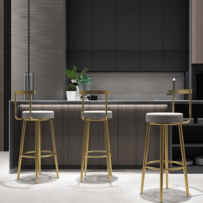 Glam Armless Backrest Counter Stool Iron Kitchen Bar Stool with Cushion and Pedal Clearhalo 'Bar Furniture' 'Bar Stools' 'bar_stools' 'furn' 'furn_bar_stools' 'furniture_bar_stools' 'Kitchen & Dining Furniture' 'kitchen&dining_furn' 'kitchen' 'kitchen_furn' Furniture' 1200x1200_21e9ff9f-d67f-4f77-8ceb-b182faadd34e