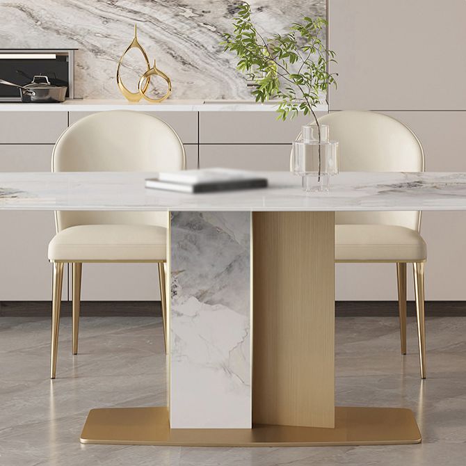 Luxury 1/4/5/7 Pieces Rectangle Dining Set Sintered Stone Top Dining Table with Chairs Clearhalo 'Dining Room Sets' 'Dining Tables & Seating' 'dining_room_set' 'furn' 'furn_dining_room_set' 'Furniture' 'furniture_dining_room_set' 'Kitchen & Dining Furniture' 1200x1200_21eacb95-01ed-422e-8db3-5e53cbe85a43