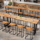 Mesa de bar rectangular industrial con altura de barra de madera maciza con base de caballete