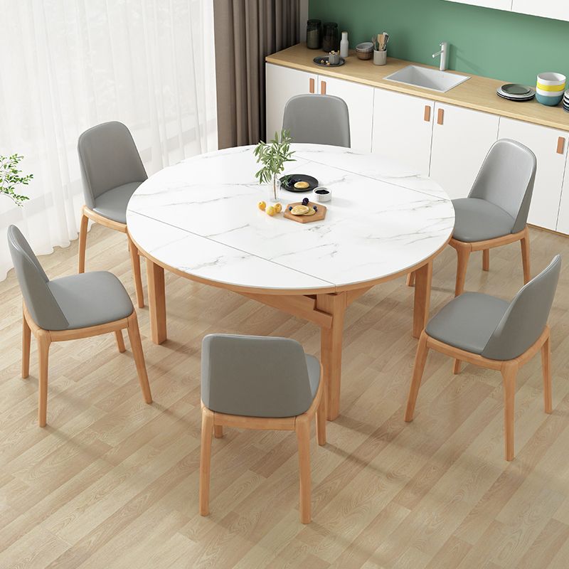 Modern Style Round Dinner Table White Sintered Stone Table with Wooden Base Clearhalo ' dining_table' 'Dining Tables & Seating' 'Dining Tables' 'furn' 'furn_dining_table' 'Furniture' 'furniture_dining_table' 'Kitchen & Dining Furniture' 'kitchen&dining_furn' 'kitchen' 'kitchen_dining_table' 1200x1200_21ebfeb9-8a4c-4136-9be2-0c0f6c1db1e8
