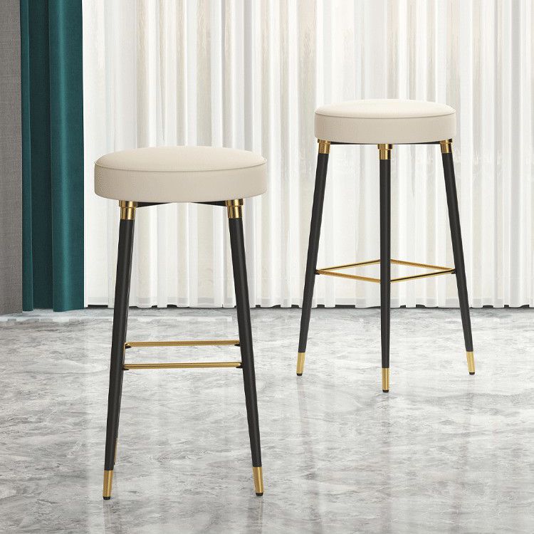 Glam Black Iron Barstool Simple Backless Indoor Tall Stool with Leather Seat Clearhalo 'Bar Furniture' 'Bar Stools' 'bar_stools' 'furn' 'furn_bar_stools' 'Furniture' 'furniture_bar_stools' 'Kitchen & Dining Furniture' 1200x1200_21ec92bd-4476-40c7-add3-7f2e5d98d018