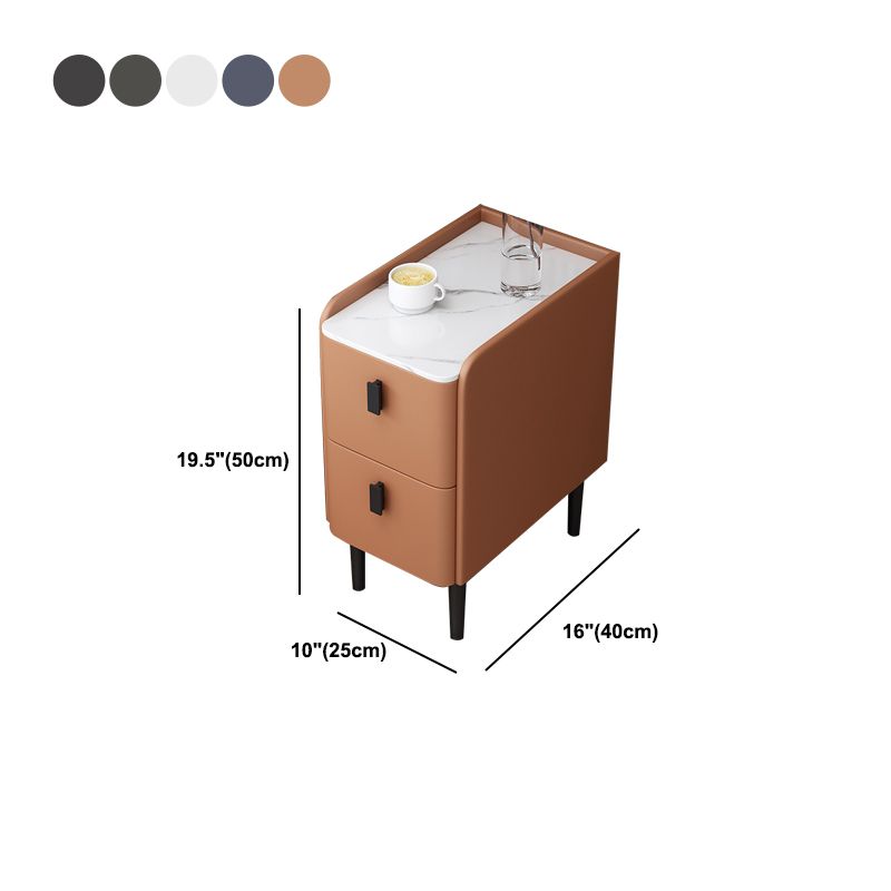 Modern Stone Top Night Table with Drawers 4 Legs Leather Nightstand Clearhalo 'Bedroom Furniture' 'furn' 'furn_night_stand' 'Furniture' 'night_stand' 'Nightstands' 1200x1200_21ed6c56-2e96-4fd9-86aa-257929de4b9e