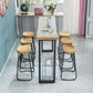Wood Rectangle Bar Table with High Metal Stools Industrial 1/2/7 Pieces Bar Table Set