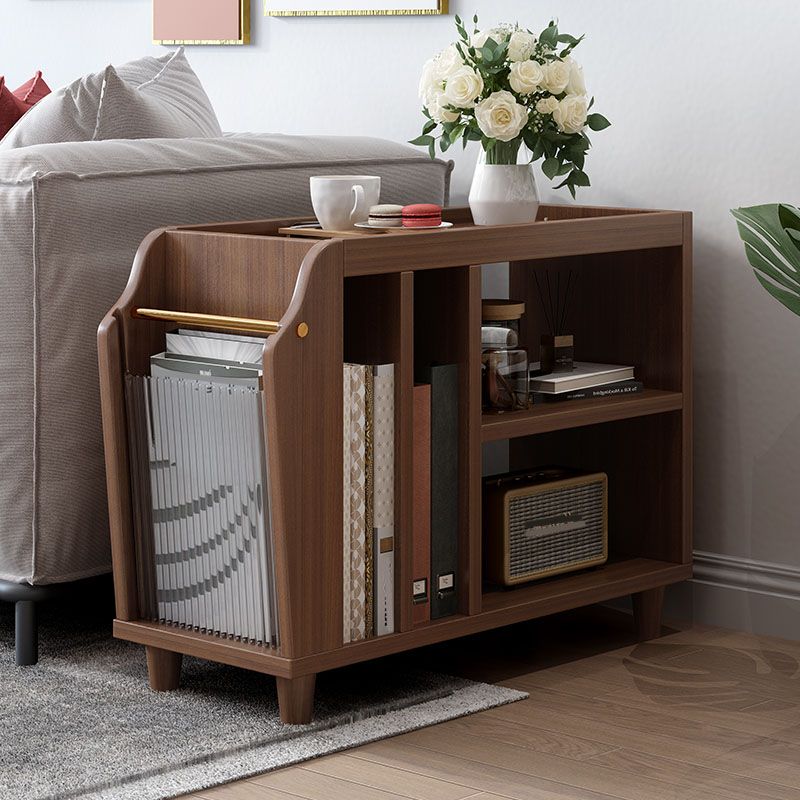 Tavolo da parte superiore del vassoio da 20,5 "Tavolo laterale superiore a 4 gambe in legno Tavolino