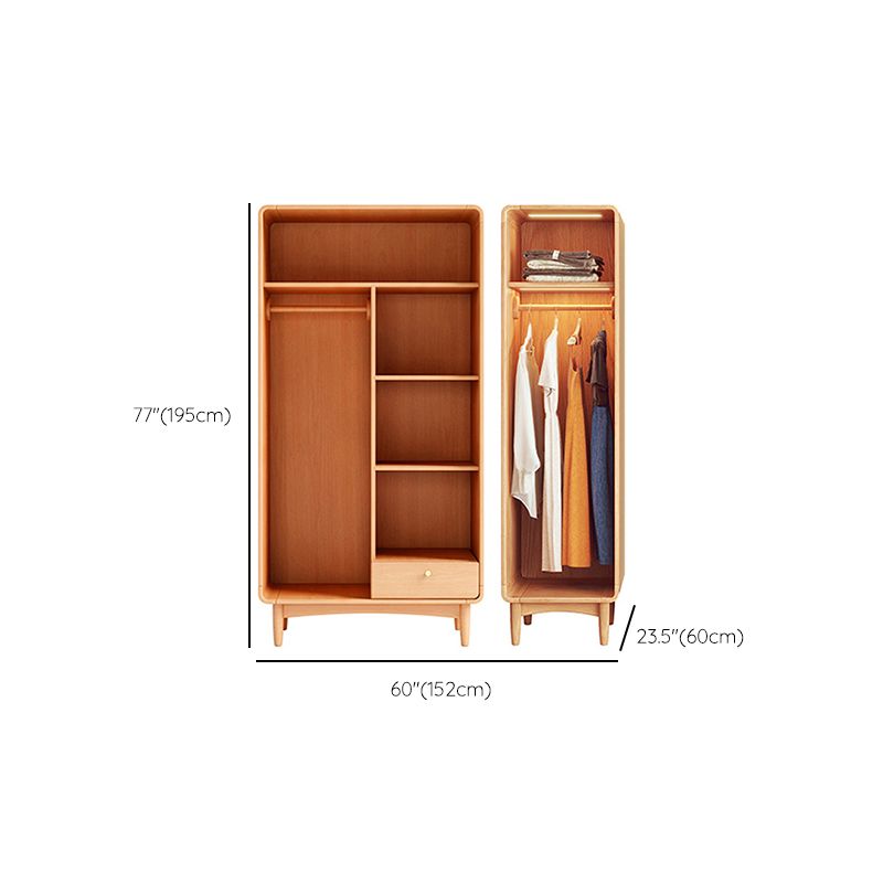 Freestanding Solid Wood Wardrobe Modern Wardrobe with Legs in Natural Clearhalo 'Armoires & Wardrobes' 'armoires_wardrobes' 'Bedroom Furniture' 'furn' 'furn_armoires_wardrobes' 'Furniture' 1200x1200_21f8815f-a509-4e21-afdd-754137e632f8