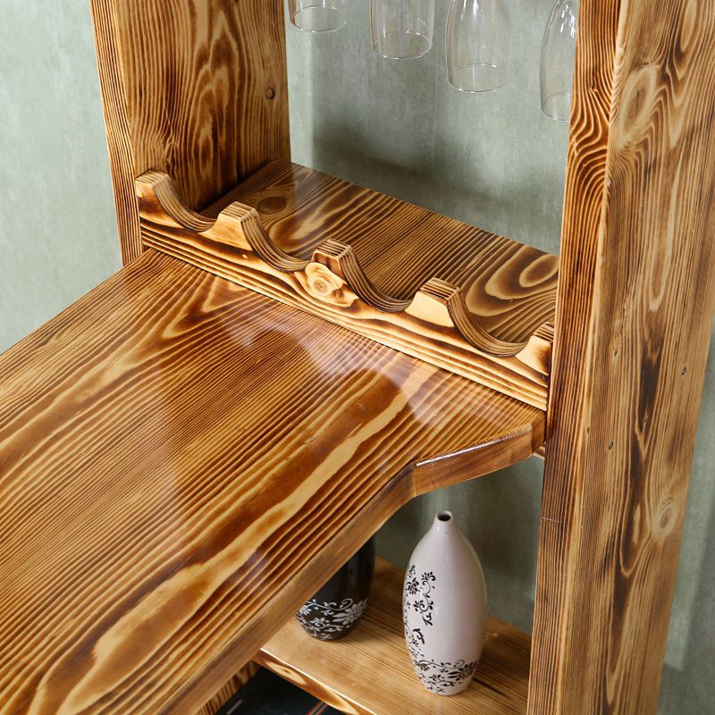 Antique Brown Pine Wood Bar Table Contemporary Pub Table with Wine Storage Clearhalo 'Bar Furniture' 'Bar Tables' 'bar_tables' 'furn' 'furn_bar_tables' 'Furniture' 'Kitchen & Dining Furniture' 1200x1200_21f8c719-2c4f-4760-b3d6-4c46c8a563d3