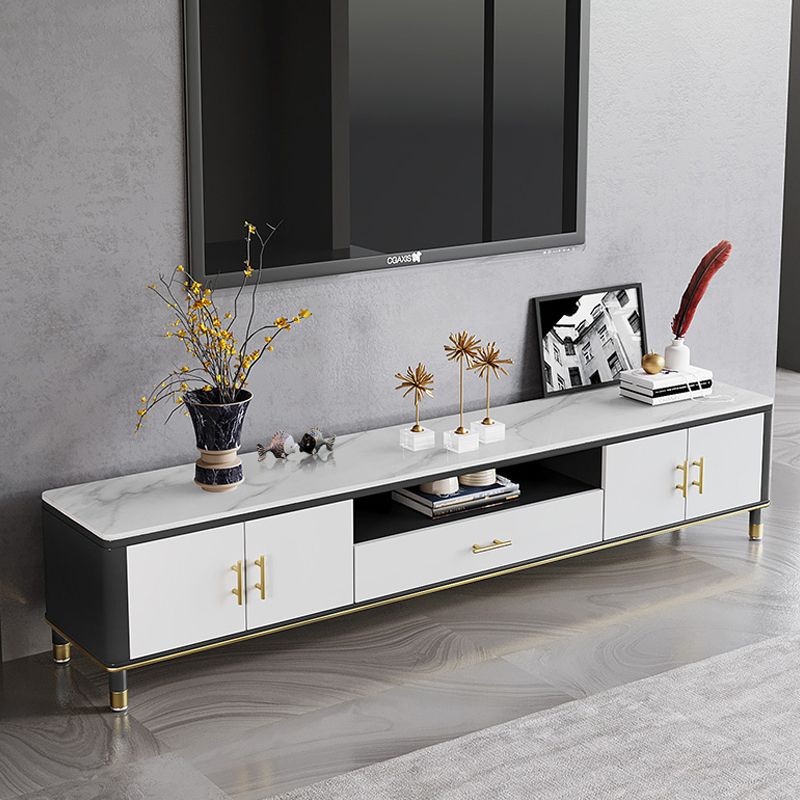 Modern Stone TV Media Stand Wooden Open Shelving 16" W TV Stand with Splayed Legs Clearhalo 'furn' 'furn_tv_stands_entertainment_centers' 'Furniture' 'Living Room Furniture' 'TV Stands & Entertainment Centers' 'TV Stands & Media Storage Furniture' 'tv_stands_entertainment_centers' 1200x1200_21f9bbe4-abff-470d-9569-bf81132a978a