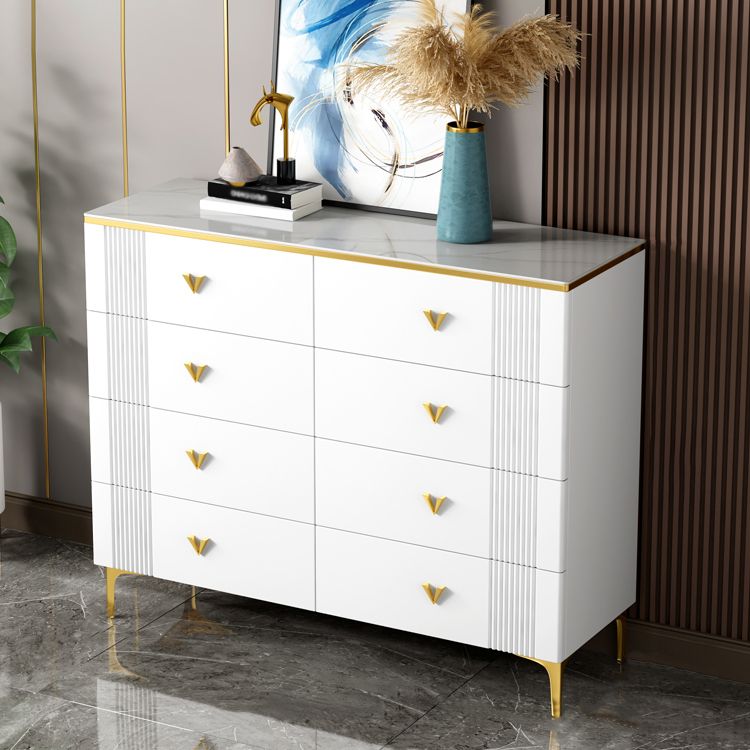 Modern Style Stone Buffet Sideboard White 15.7"D Dining Room Buffet Server with Drawer Clearhalo 'buffet_sideboard' 'Buffets & Sideboards' 'Furniture' 'furniture_buffet_sideboard' 'Kitchen & Dining Furniture' 1200x1200_21fa7ccf-2059-4de9-b6c7-b6f82ba96a5a