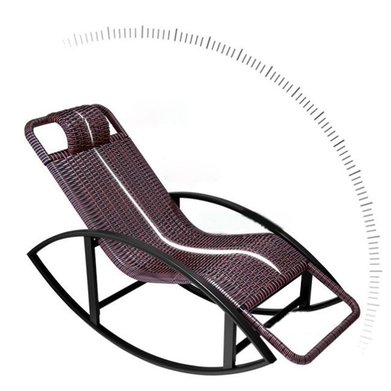 Chaise de fauteuil inclinable créatif chaise de rocker extérieur en osier avec des jambes sombres