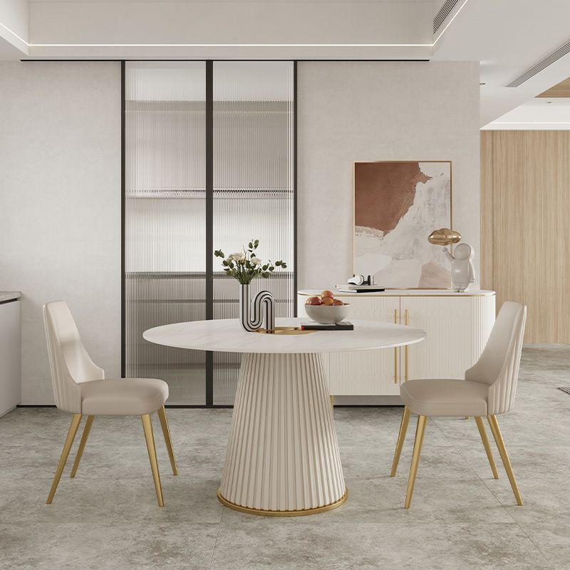 Round Stone Dining Table Luxury Style Pedestal Casual Furniture for Home Clearhalo ' dining_table' 'Dining Tables & Seating' 'Dining Tables' 'furn' 'furn_dining_table' 'Furniture' 'furniture_dining_table' 'Kitchen & Dining Furniture' 'kitchen&dining_furn' 'kitchen' 'kitchen_dining_table' 1200x1200_21fb0850-9b9a-44dc-b8c2-451a3aa68a24