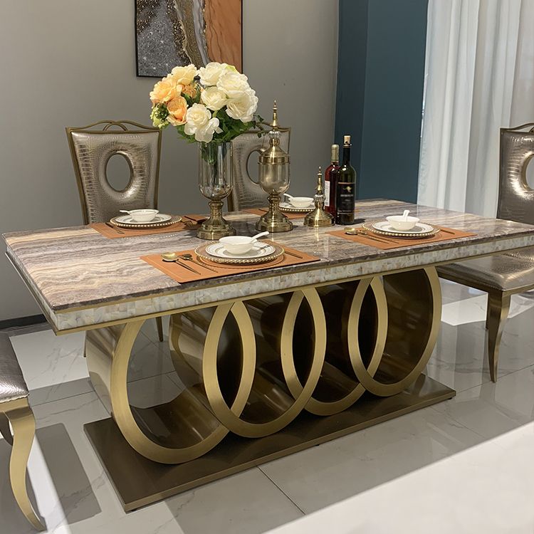 Traditional Luxury Dining Table Marble Rectangle Fixed Table for Home Clearhalo 'Dining Tables & Seating' 'Dining Tables' 'dining_table' 'furn' 'furn_dining_table' 'Furniture' 'Kitchen & Dining Furniture' 1200x1200_21fd12df-2eb3-4508-bcdf-89f79b341c61