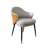 Faux Leather Kitchen Dining Chair Glam Parsons Chair with Black Metal Legs