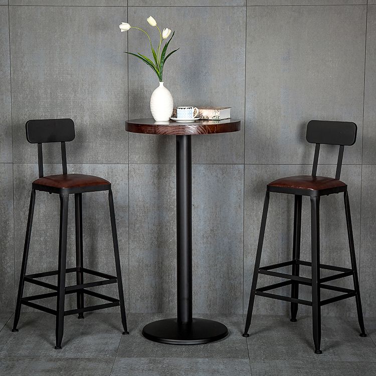 Industrial Metal Stool Faux Leather Cushion Footrest Stool for Bar