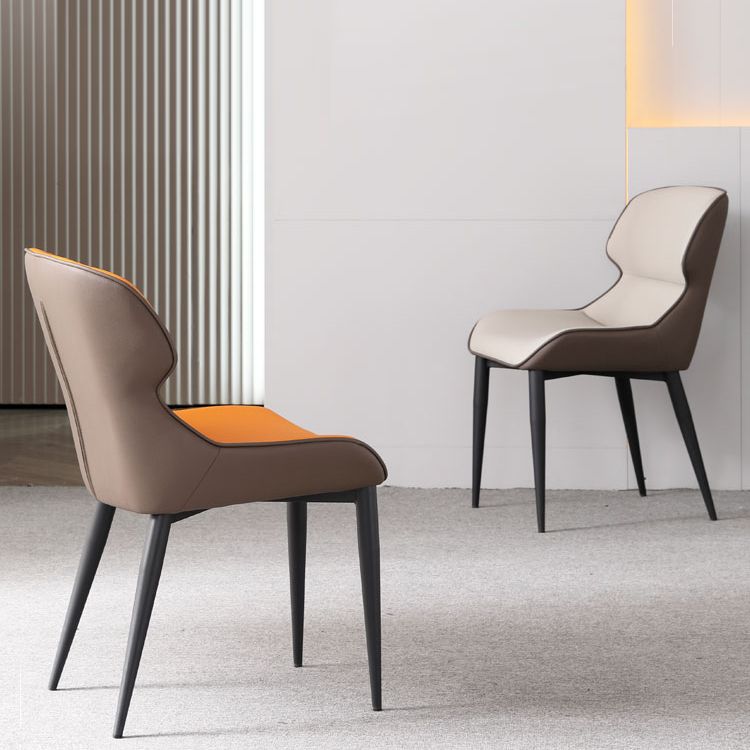 Contemporary Style Kitchen Metal Dining Chair Dining Wingback Armless Side Chairs (Set of 2) Clearhalo ' kitchen&dining_furn' 'Dining Chairs' 'Dining Tables & Seating' 'dining_chair' 'furn' 'furn_dining_chair' 'Furniture' 'furniture_dining_chair' 'Kitchen & Dining Furniture' 'kitchen' 1200x1200_21ff5f43-8f97-41f8-8ff1-e8db66149f0e