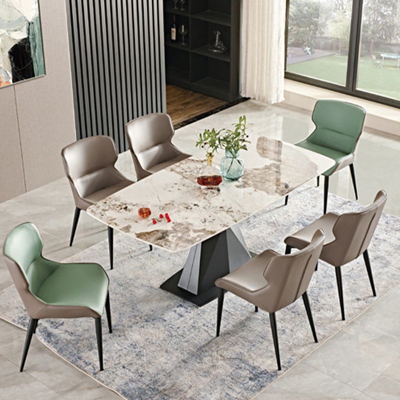 Metal Traditional Luxury Rectangular Table Sintered Stone Dining Table with Pedestal Base Clearhalo ' dining_table' 'Dining Tables & Seating' 'Dining Tables' 'furn' 'furn_dining_table' 'Furniture' 'furniture_dining_table' 'Kitchen & Dining Furniture' 'kitchen&dining_furn' 'kitchen' 'kitchen_dining_table' 1200x1200_21ff99c4-aaf3-4ea3-93b8-23fbc7c8eb05