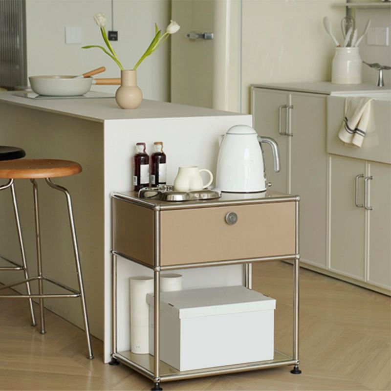 Mesa deslizante modernista de metal de mesa con almacenamiento de 4 patas mesa de esquina de sala de estar