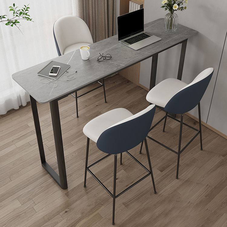 Modern Sintered Stone Top Rectangle Sled Bar Dining Table with Metal Base Clearhalo 'Bar Furniture' 'Bar Tables' 'bar_tables' 'furn' 'furn_bar_tables' 'Furniture' 'Kitchen & Dining Furniture' 1200x1200_2201b48d-75ae-4d7f-a952-7f691abd0a51