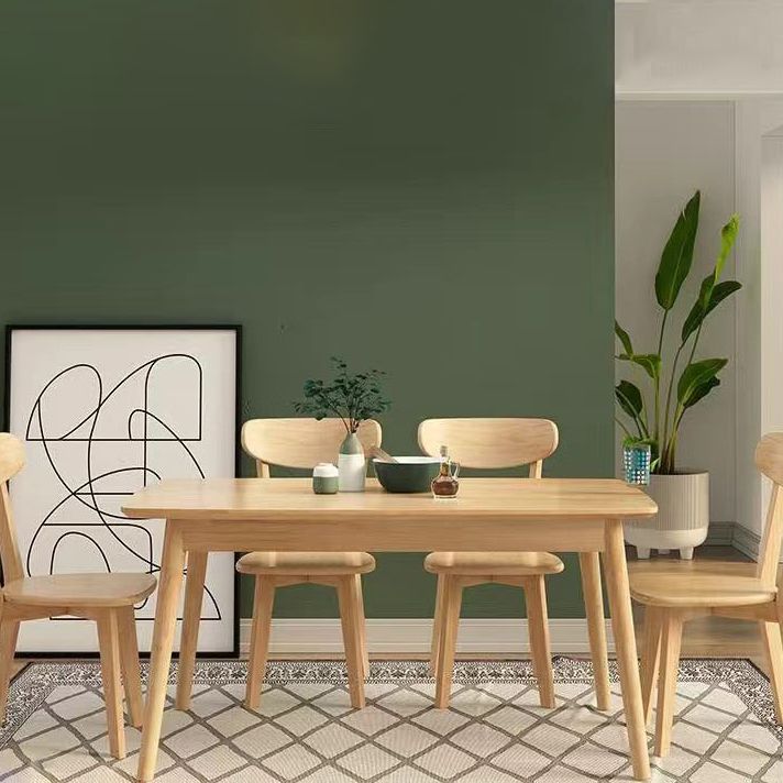 Modern Solid Wood Rectangle Shape Dining Furniture with 4 Wood Legs for Kitchen Clearhalo 'Dining Room Sets' 'Dining Tables & Seating' 'dining_room_set' 'furn' 'furn_dining_room_set' 'Furniture' 'furniture_dining_room_set' 'Kitchen & Dining Furniture' 'kitchen&dining_furn' 'kitchen' 1200x1200_220647cc-857d-4933-a9a1-7ed0fdeca4ce