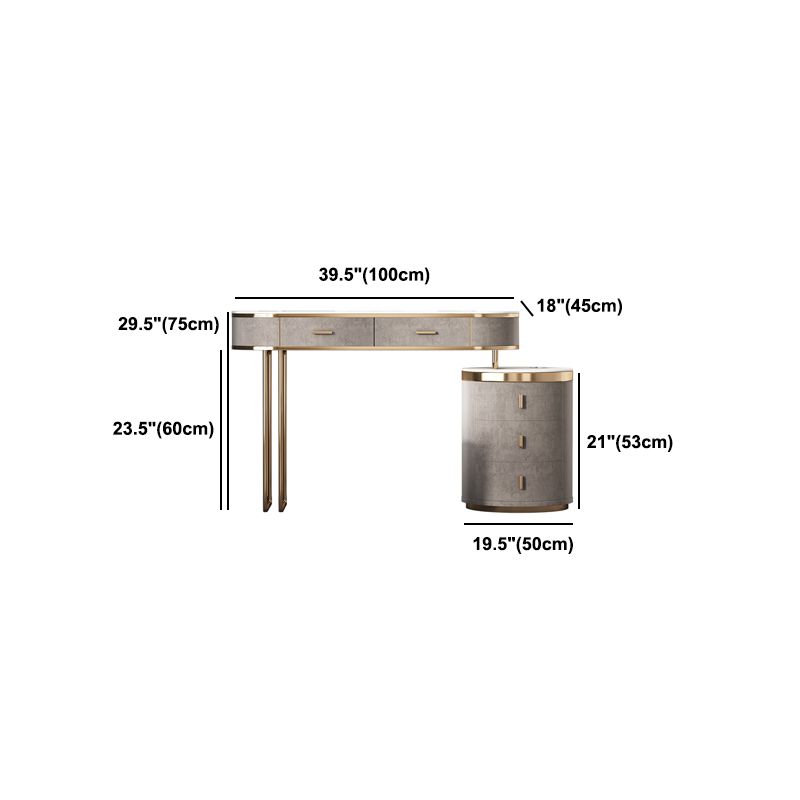 Sgabelli da tavolo da trucco da vanità a 5 cassetti con accento in legno