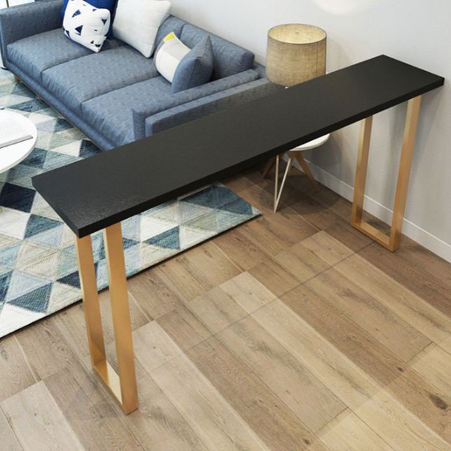 Black Glam Style Bar Table Rectangular Metal Bar Table with Gold Base Clearhalo 'Bar Furniture' 'Bar Tables' 'bar_tables' 'furn' 'furn_bar_tables' 'Furniture' 'furniture_bar_tables' 'Kitchen & Dining Furniture' 1200x1200_2207d90b-8bec-47bc-8beb-8ef32c044be9
