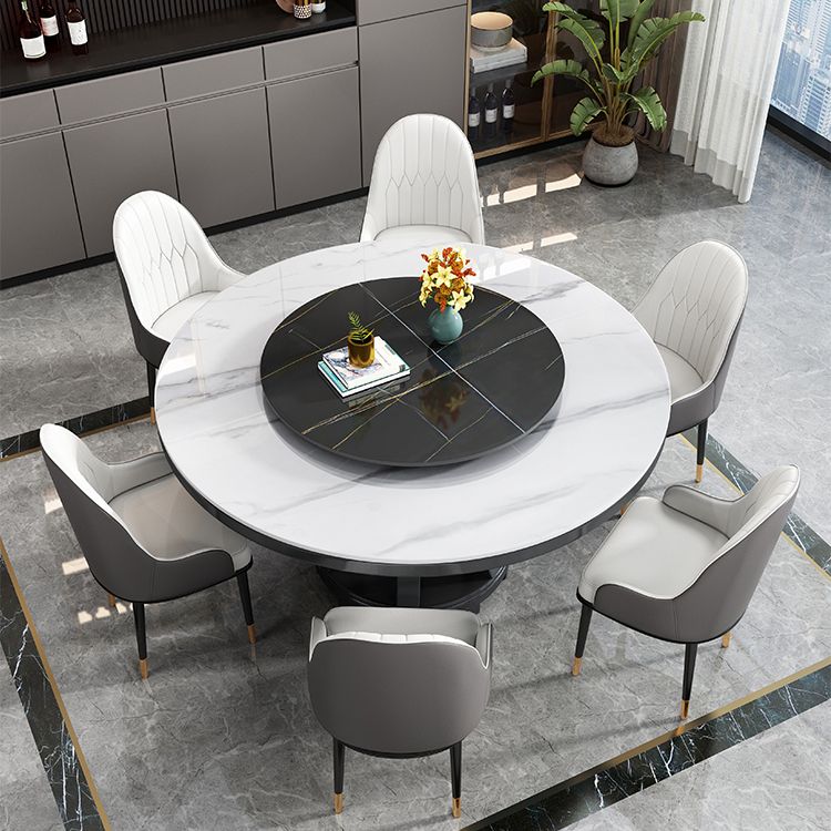 Modern Rubberwood Home Table Round Pedestal Convertible Dining Table Clearhalo 'Dining Tables & Seating' 'Dining Tables' 'dining_table' 'furn' 'furn_dining_table' 'Furniture' 'furniture_dining_table' 'Kitchen & Dining Furniture' 'kitchen' 'kitchen_dining_table' 1200x1200_22096faf-b80a-4051-8143-f9cd18308187