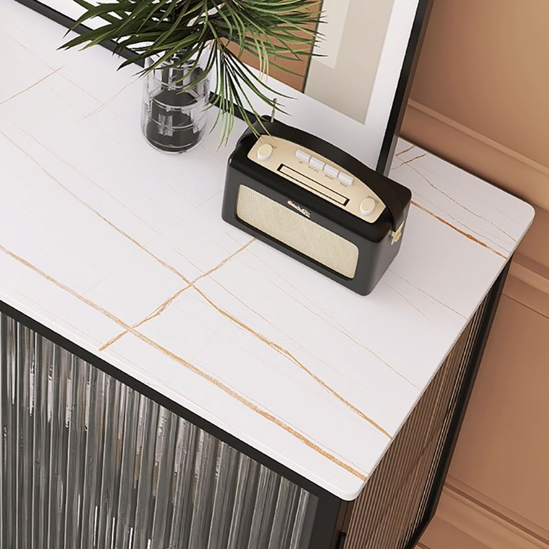 Iron Kitchen Sideboard Cabinet Modern Server Cabinet with Storage and Glass Door Clearhalo 'buffet_sideboard' 'Buffets & Sideboards' 'furn' 'furn_buffet_sideboard' 'Furniture' 'furniture_buffet_sideboard' 'Kitchen & Dining Furniture' 1200x1200_220987f4-cf0f-4508-9bed-4b90e5113697