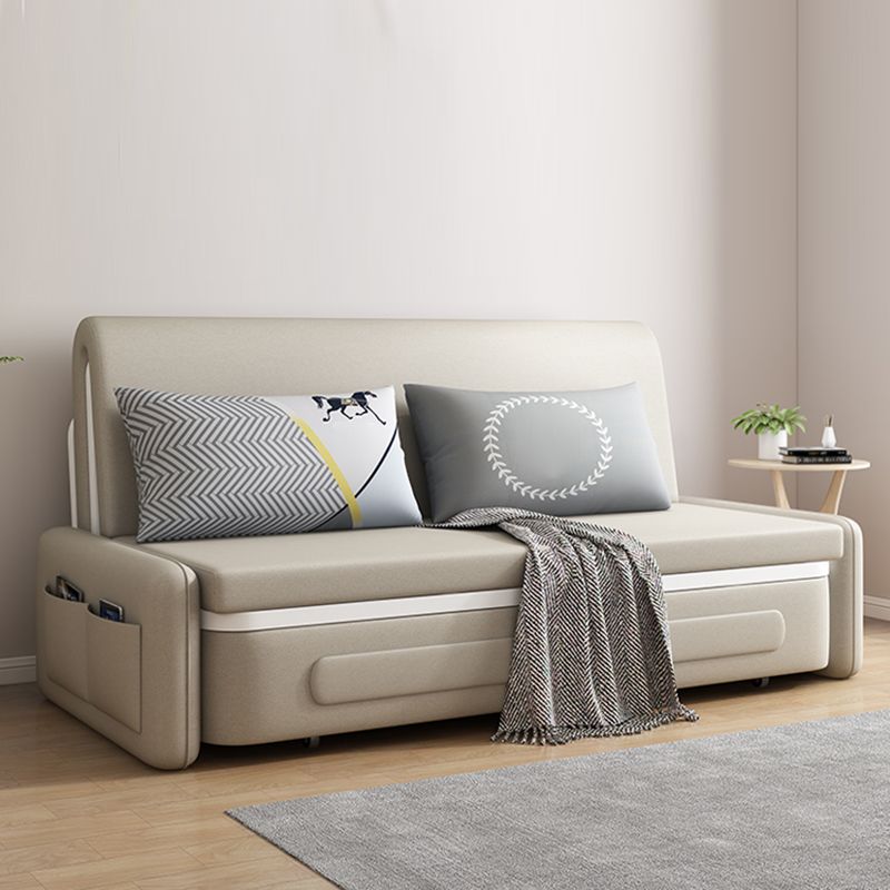 Flared Arms Foldable Sofa Bed Bonded Leather Convertible Sofas