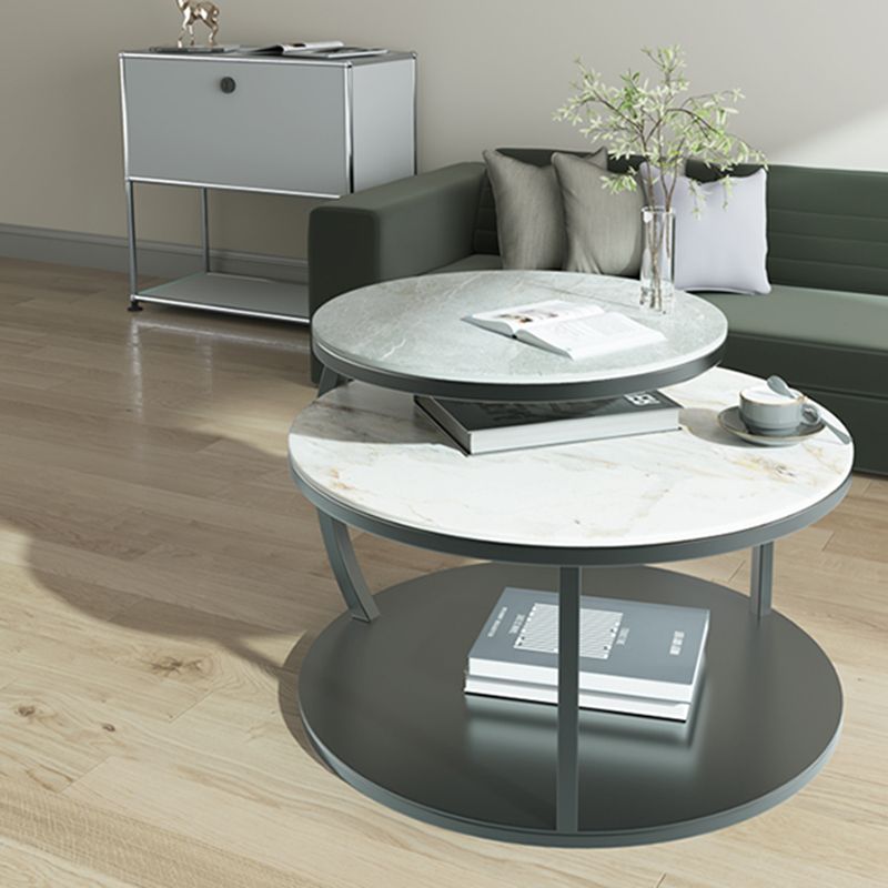 Glam Slate Coffee Table No Distressing Round Cocktail Table for Bedroom Clearhalo 'Coffee & Accent Tables' 'Coffee Tables' 'coffee_tables' 'furn' 'furn_coffee_tables' 'Furniture' 'Living Room Furniture' 1200x1200_220ce652-a1e3-46f6-8024-c318e9165514