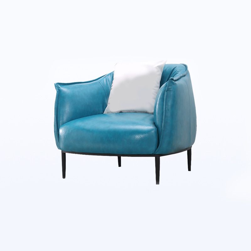 Faux Leather Solid Color Barrel Chair with Basic Four Leg for Bedroom Clearhalo 'Accent Chairs' 'accent_chairs' 'Chairs & Seating' 'furn' 'furn_accent_chairs' 'Furniture' 'furniture_accent_chairs' 'Living Room Furniture' 1200x1200_220d0141-df17-4c66-a216-e3f165669ae0