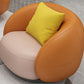 Orange Faux Leather Curved Sofa Contemporary Armless Sofa for Living Room