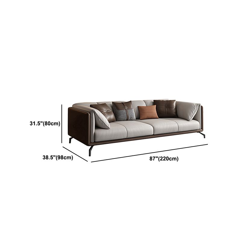 Contemporary Stationary Genuine Leather Stain Resistant Sofa for Living Room