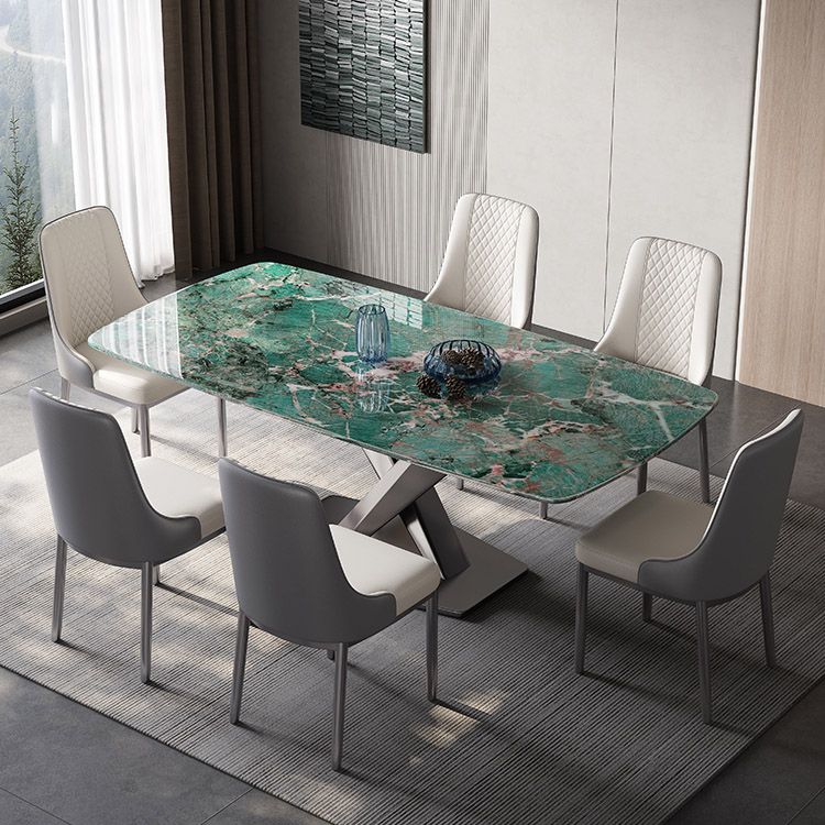 Contemporary Rectangle Dining Room Table Pedestal Dining Table
