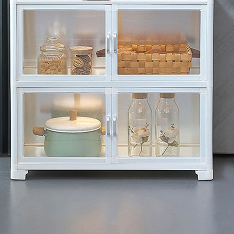 White Metal Sideboard with Glass Doors Modern Indoor Dining Server with Cabinets Clearhalo 'buffet_sideboard' 'Buffets & Sideboards' 'furn' 'furn_buffet_sideboard' 'Furniture' 'Kitchen & Dining Furniture' 1200x1200_2211a74d-11ee-4e5f-8a78-b1d44182c956