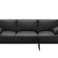 Leather Sofa in Black Stain Resistant Living Room Seating with Pillows