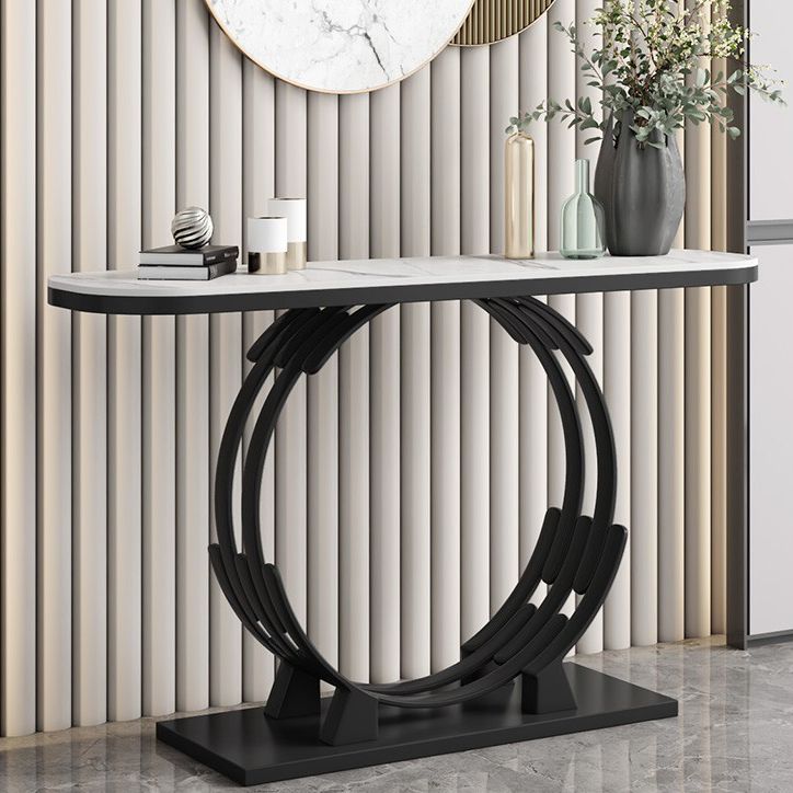 Glam Marble et Metal Rectangle Console Accent Table pour Hall