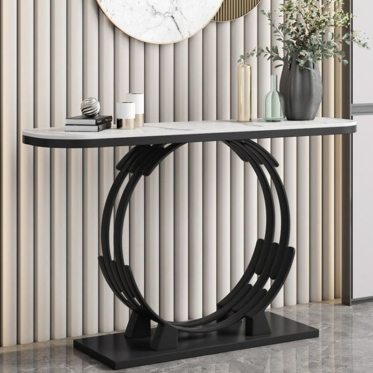 Tavolo accento della console rettangolo di marmo e metallo glam per Hall