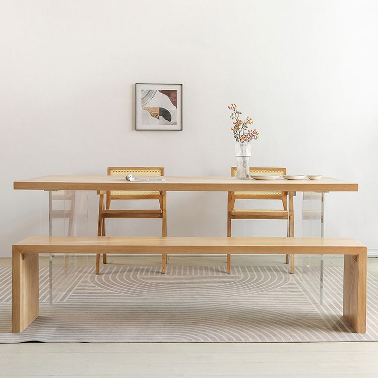 Modern 1/2/4 Pieces Rectangle Dining Table Set Ash Wood Dinette Set with Acrylic Base Clearhalo 'Dining Room Sets' 'Dining Tables & Seating' 'dining_room_set' 'furn' 'furn_dining_room_set' 'Furniture' 'furniture_dining_room_set' 'Kitchen & Dining Furniture' 1200x1200_22157354-e897-42ed-9401-078a8c0ad1d5