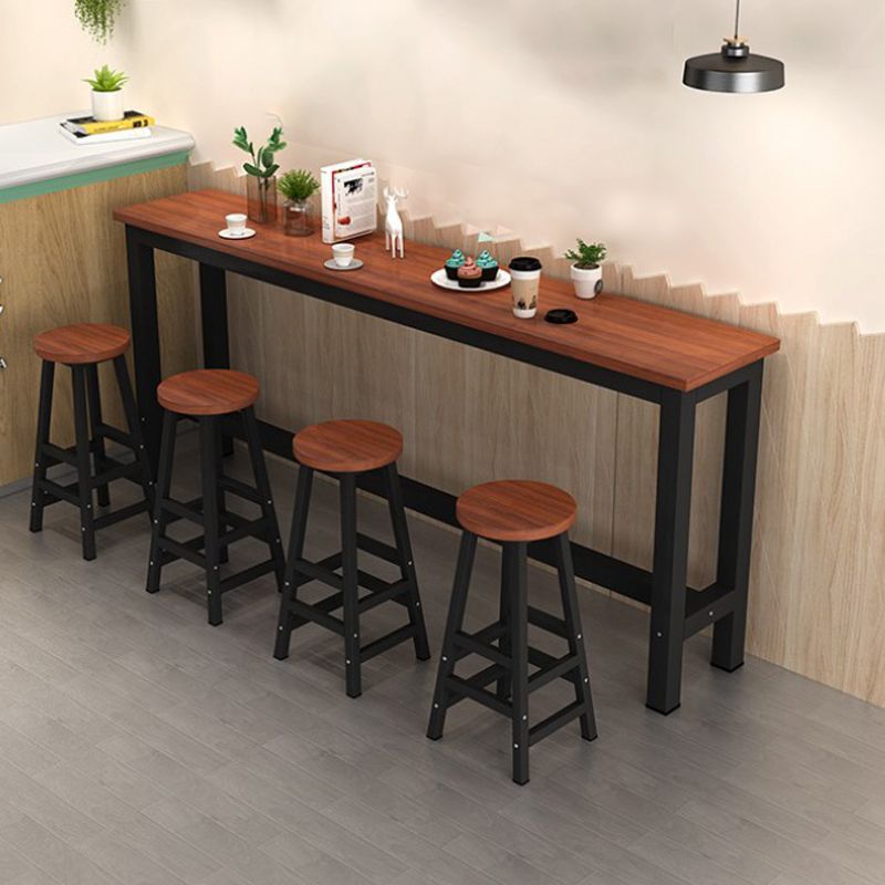 Indoor Wood Trestle Hall/Pub Table Rectangle Footrest Counter Height Dining Table Clearhalo 'Bar Furniture' 'Bar Tables' 'bar_tables' 'furn' 'furn_bar_tables' 'Furniture' 'furniture_bar_tables' 'Kitchen & Dining Furniture' 1200x1200_221848ac-ea4c-42da-895f-d3642ff54a71