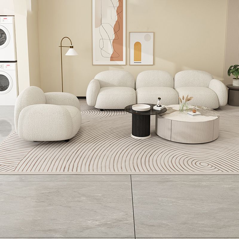 Square Arm Wool Sofa Scandinavian 1/2/3-Seater Sofa in White