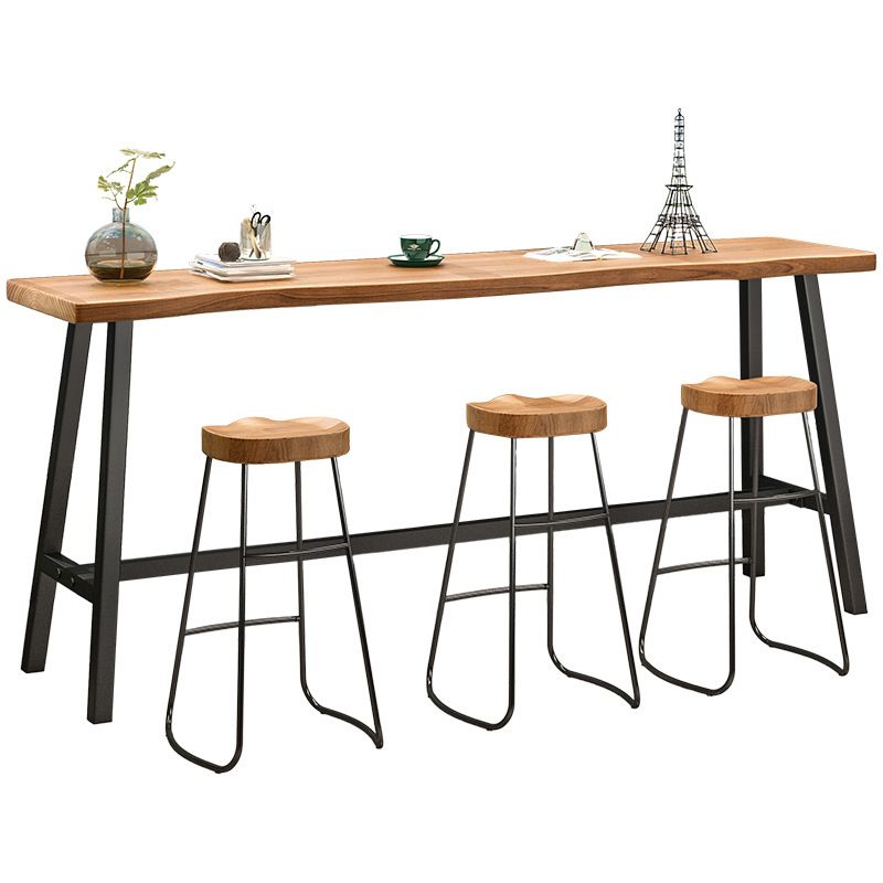 Living Room Modern Patio Bar Table Solid Wood Natural Footrest Bistro Bar Desk Clearhalo 'Bar Furniture' 'Bar Tables' 'bar_tables' 'furn' 'furn_bar_tables' 'Furniture' 'furniture_bar_tables' 'Kitchen & Dining Furniture' 1200x1200_2218c5a5-1d5c-44e2-a7f5-462257cd1406